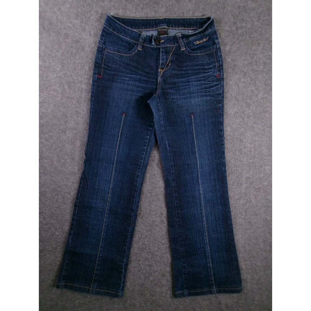 Fubu Jeans Women 5 6 Blue Bootcut Dark Wash Wiskered Y2K Fatty Girl Vintage 90s